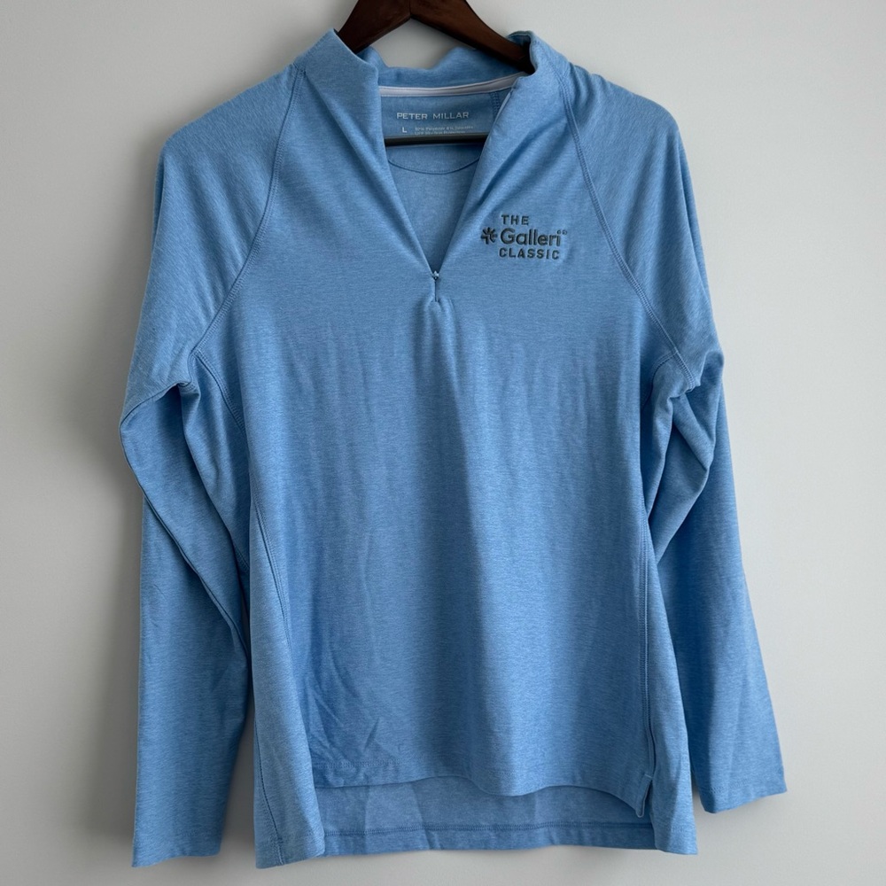 NWOT PETER MILLAR Women's Perth Raglan-Sleeve Quarter-Zip Golf Pullover Blue